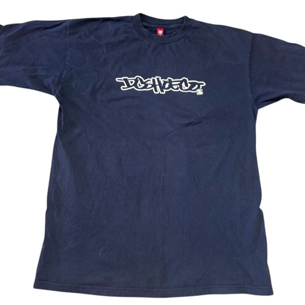 Vintage Y2K DC Streetwear Skater Navy Men's Graphic Tee Size L